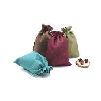 

50pcs/lot 15*20cm Jute Linen Bag Hessian Gift Jewelry Packing Display Pouch Multi Colors Drawable Sacks Customize logo