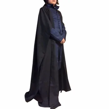 

2018 Professor Severus Snape Cosplay Costume Cloak Black Robe Adult Men Hogwarts School Deathly Hallows Halloween Clothes Custom