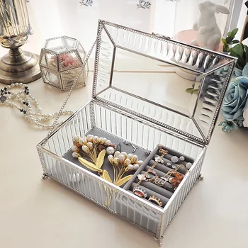 

Handmade glass transparent jewelry box jewelry decoration cosmetics desktop storage box cupcake decoration