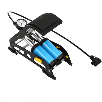 

Foot Pump Mini Portable Bicycle Electric Air Pump With Gauge Car Vehicle High Pressure Double Tube Tire Air Inflator Floor Pump