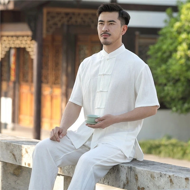 Roupas chinesas tradicionais para homens conjunto de duas peças topo e  calças mercado chinês online casual solto conjuntos ta215|Conjs.| -  AliExpress