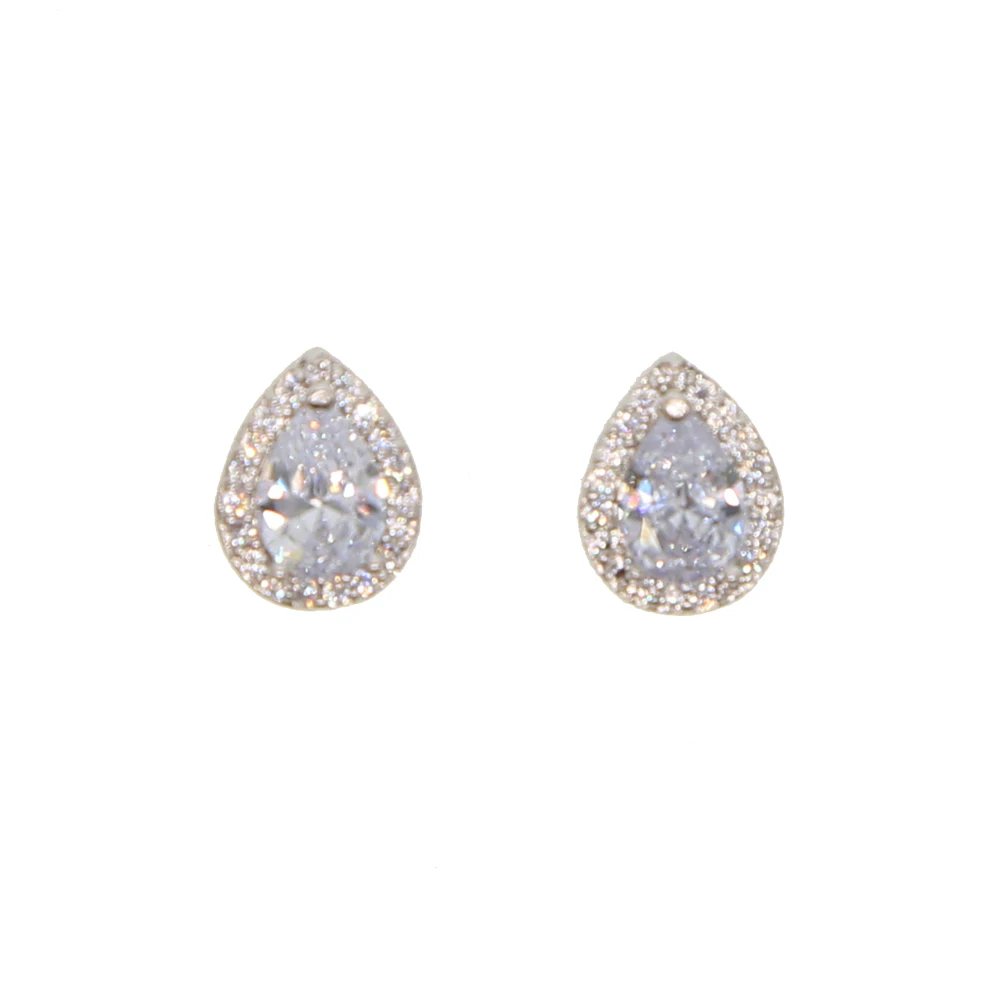 Блестящие сверкающие яркие CZ слеза свадебные серьги-гвоздики свадебный Кристалл розовое золото цвет капли серьги ювелирные изделия для женщин