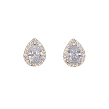 Блестящие сверкающие яркие CZ слеза свадебные серьги-гвоздики свадебный Кристалл розовое золото цвет капли серьги ювелирные изделия для женщин