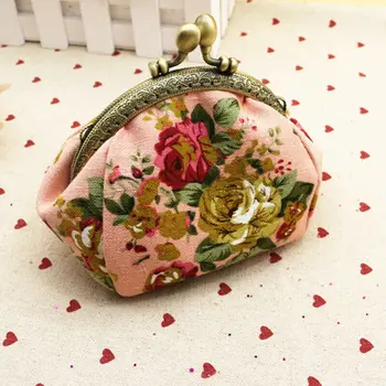 

Chinese style fashion women's coin wallet floral print mini bag portable canvas clutch