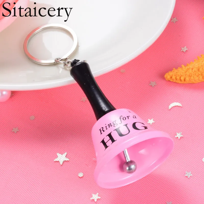 

Sitaicery Cute Hand Bell Keychains For Shopping Bags Car Keys Jewelry Acrylic Charms Key Chain Accessories Christmas Gift
