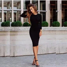 CDJLFH дамы осень Стиль Фитнес Для женщин Сексуальная Bodycon по колено платья Повседневное Мода 2017 г. Элегантный клуб миди платье Vestidos