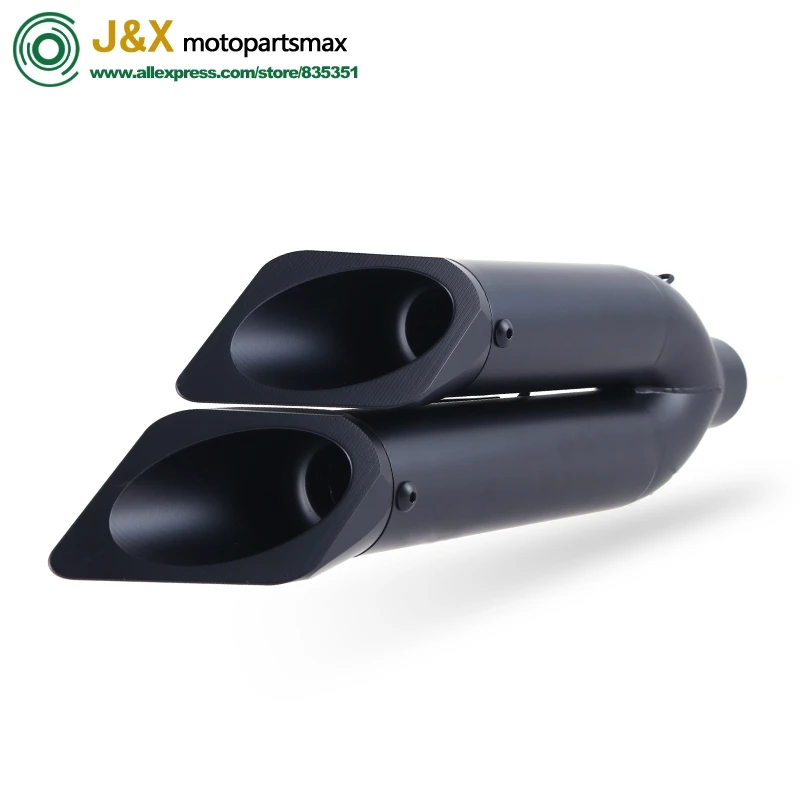 

Universal Motorcycle Exhaust Escape Muffler Pipe Double Hole Z800 ZX14R ZX10R CBR500 RC390 F650GS F800GS GSR400 Z900