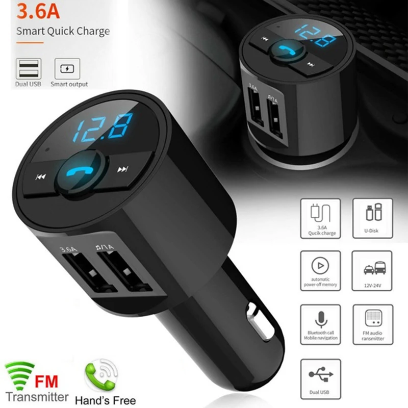 

Car Charger For iphone 8 7 6 6s plus X XR XS MAx High Quality Car Dual USB Charger FM Transmitter Radio Adapter MP3 Player