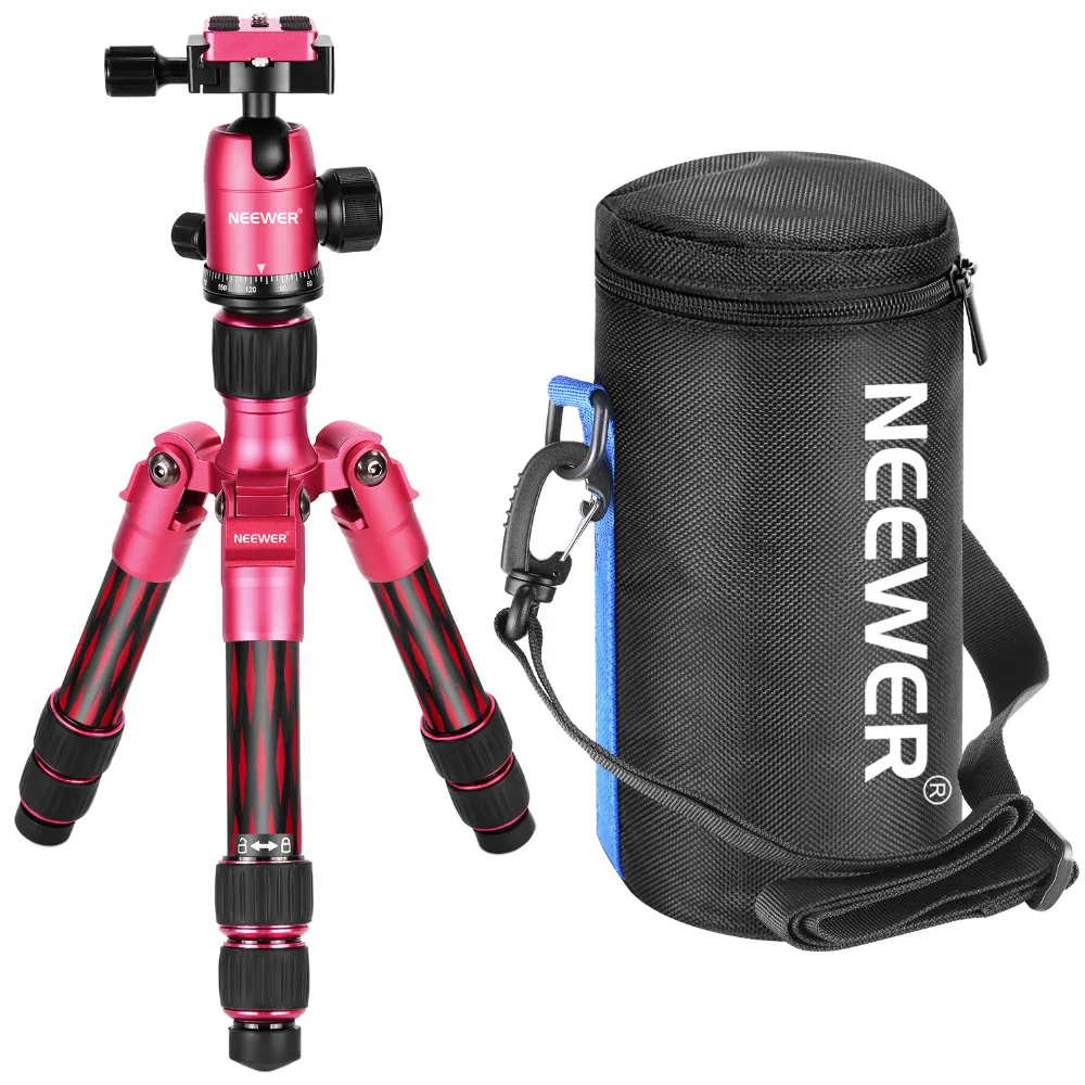 Neewer T350C Desktop Carbon Fiber Red Tripod 20 inches/50 cm w/ 360