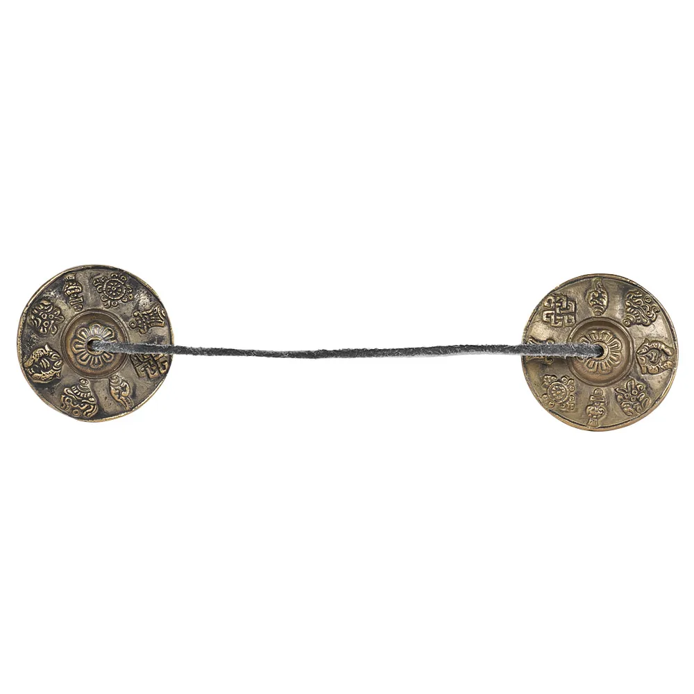 2.6in/6,5 cm Ручная тибетская медитация Tingsha тарелки колокол с буддийские восемь символы процветания