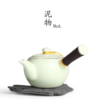 

Chinese style JIngdezhen ceramic tea pot water kettle single rope handle Japanese kung fu porcelain teapot teakettle teaware