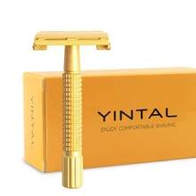 1 Бритва 10 шт. Лезвия для мужчин бритья с двойным краем Безопасная бритва Классическая бас Хромированная ручка бритва