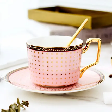 Фарфоровая кофейная чашка и блюдце послеобеденный чайный сервиз дизайн Джейн Европа контур в золоте чайная чашка блюдце домашняя посуда для напитков подарок - Цвет: 02
