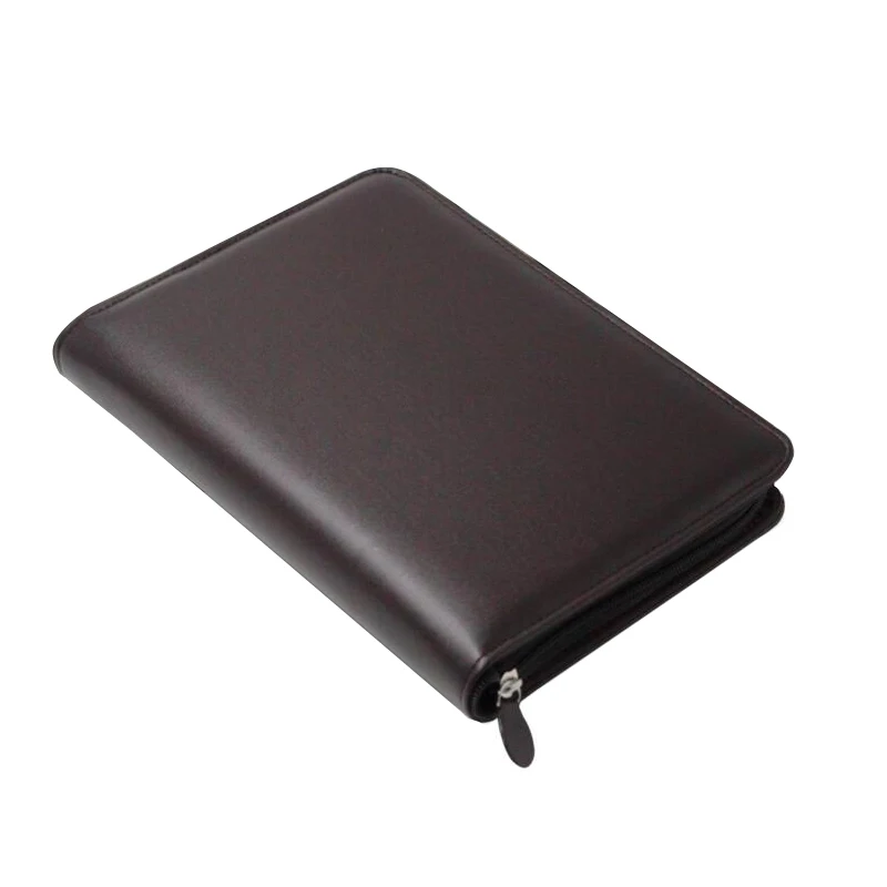 A5 Business PU Leather Diary Cover Agenda Loose Leaf Refill Notebook Journal Spiral Notebook Loose Ring Binder Zipper Pen Clips