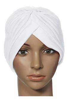 

2x Women Wrap Hat Stretchy Turban Head Band Yoga Hat Cap white
