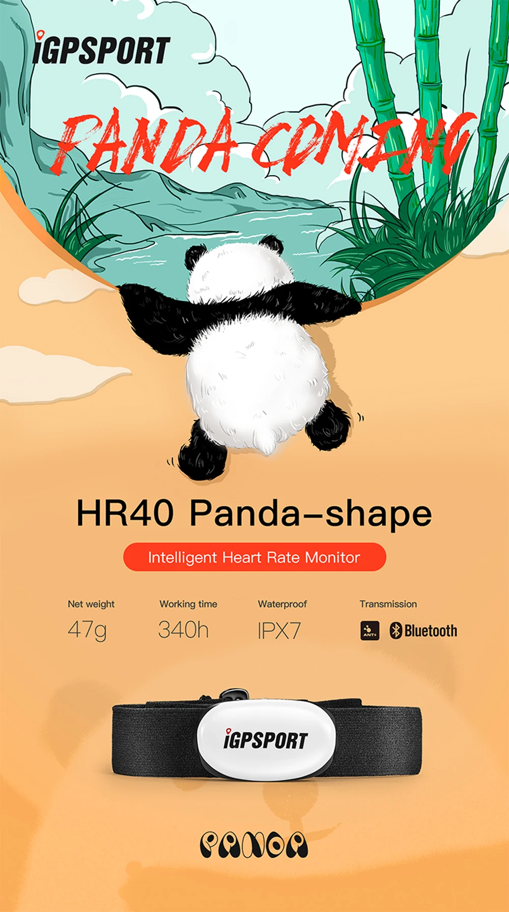 IGPSPORT HR40 panda-shapa Интеллектуальный монитор сердечного ритма Профессиональный Пульс монитор Поддержка велосипедов компьютер и мобильное приложение