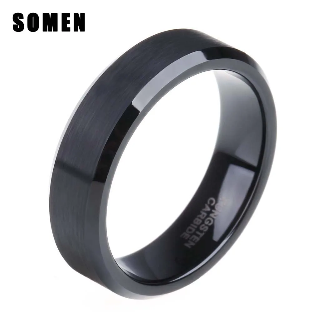 Buy Simple Women's 6mm Black Brushed Tungsten Carbide