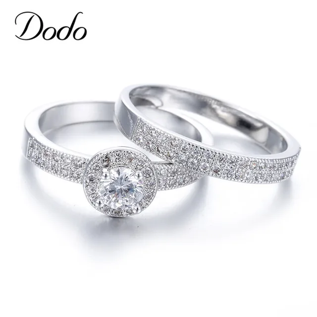 Hot Women Wedding Ring Sets White Gold Color Rings Engagement Bague Hot Women Wedding Ring Sets White Gold Color Rings Engagement Bague For