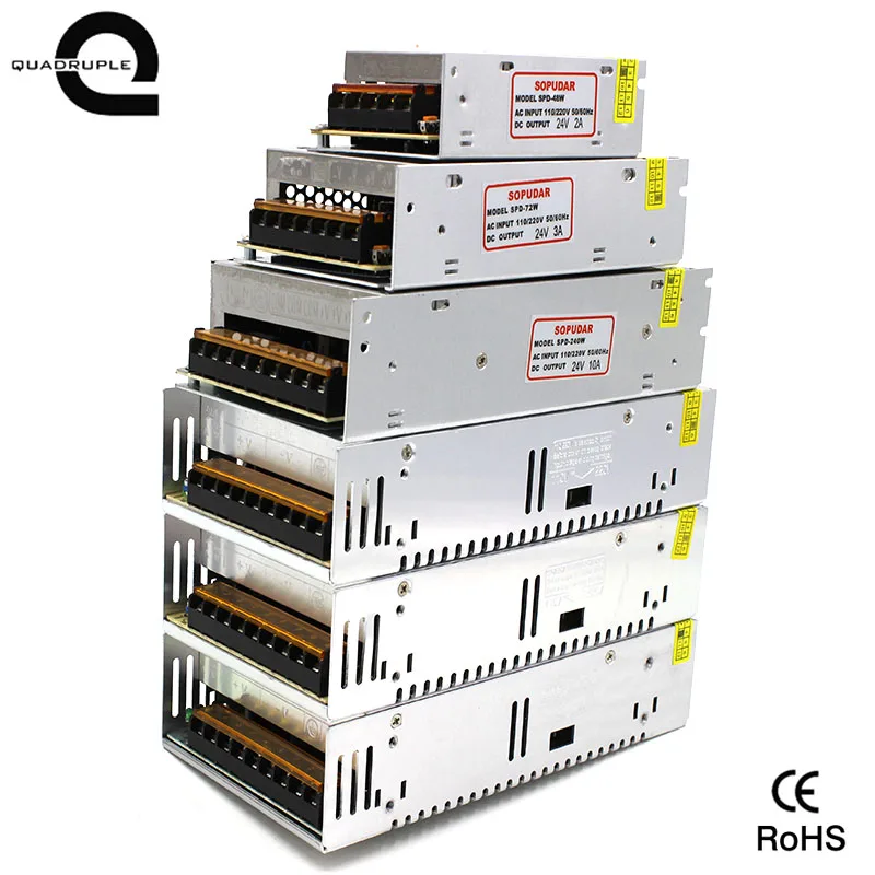 

Quadruple Power Supply Transformers DC24V Driver for LED Strip 48W 72W 120W 200W 240W 360W 400W 480W