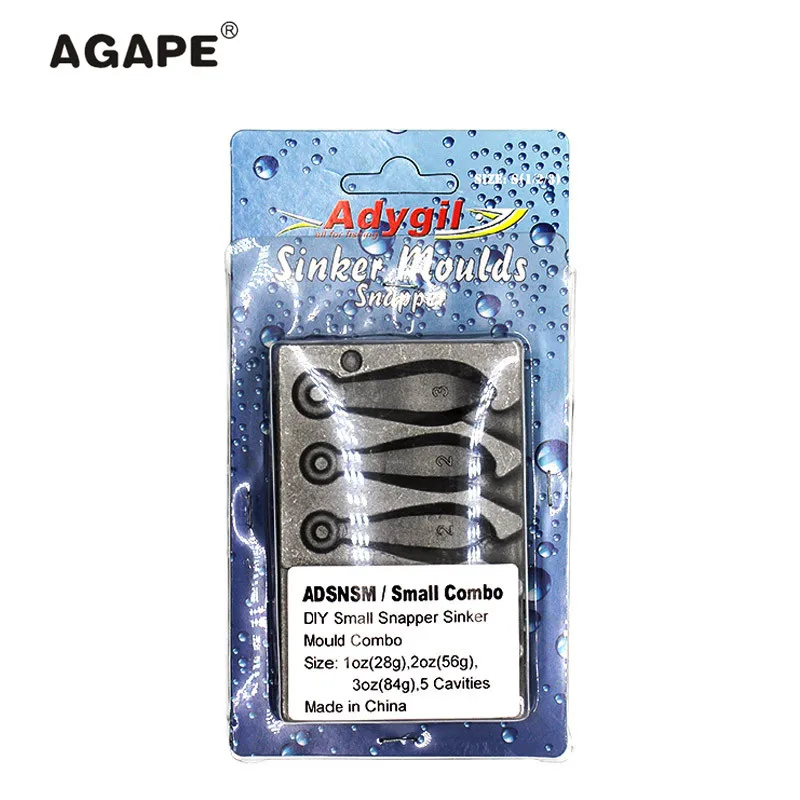 AGAPE DIY Fishing Snapper Sinker mold ADSNSM/Small Combo Snapper Sinker stampi per cavi da pesca 28g 56g 84g 5 cavità