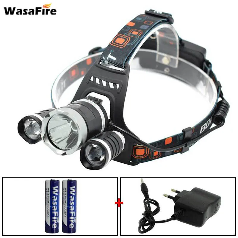 Налобный фонарь Wasafire 3 светодиода 10000 лм T6 18650 4 режима|Налобные LED-фонари| |