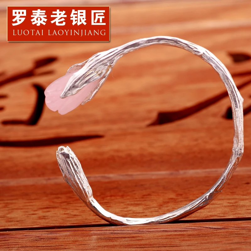 

S990 silver female opening silver bracelet bracelet natural powder