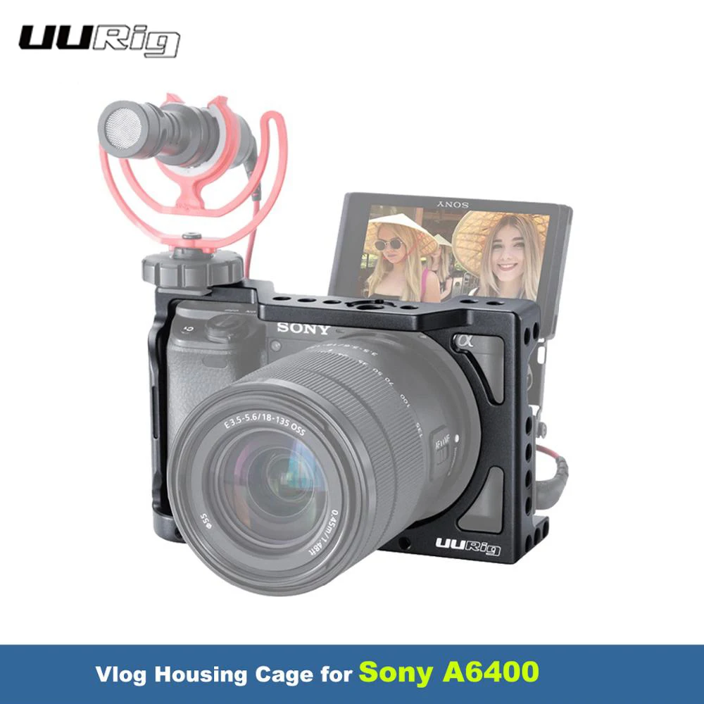 

UURig Special Camera Cage for Sony A6400 Vlog Housing Cage Comfortable Handle Video Rig With Cold Shoe Mount 1/4'' 3/8''