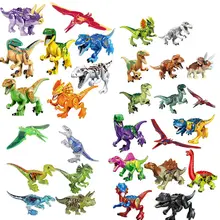 6/8/16/24/30 unids/set Jurásico dinosaurio mundo 2 figuras bloques de construcción de ladrillos juguete Tiranosaurio Rex Compatible con lepinesDinosaur