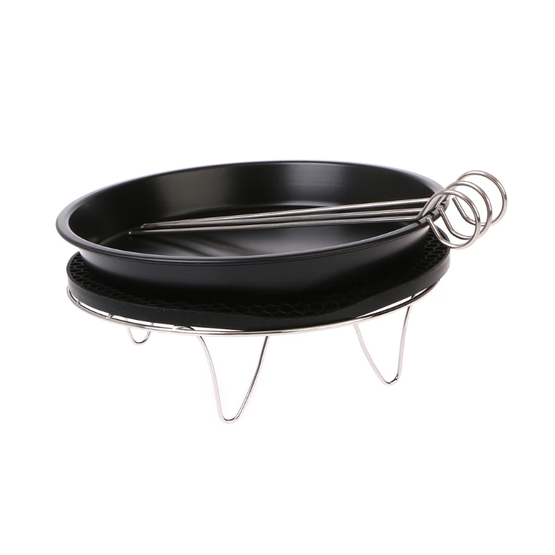 7Inch Air Fryer Pan Accessory Baking Basket Pizza Plate Grill Pot Multi-function 10166