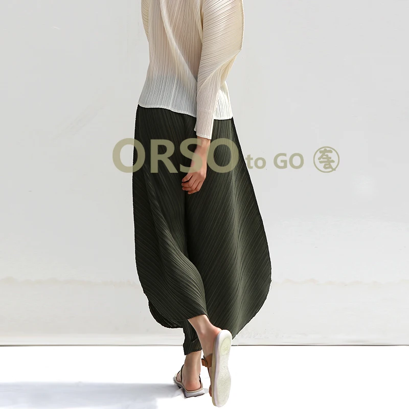 Женские широкие брюки Changpleat однотонные плиссированные штаны miяка с высокой