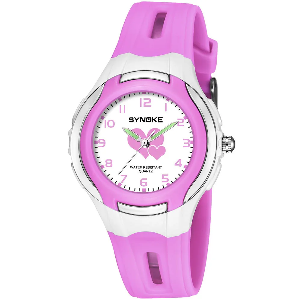 New SYNOKE Multi-Function 50M Waterproof Heart Pattern Watch LED Digital Double Action Watch Digital Watch For kids Y09K4