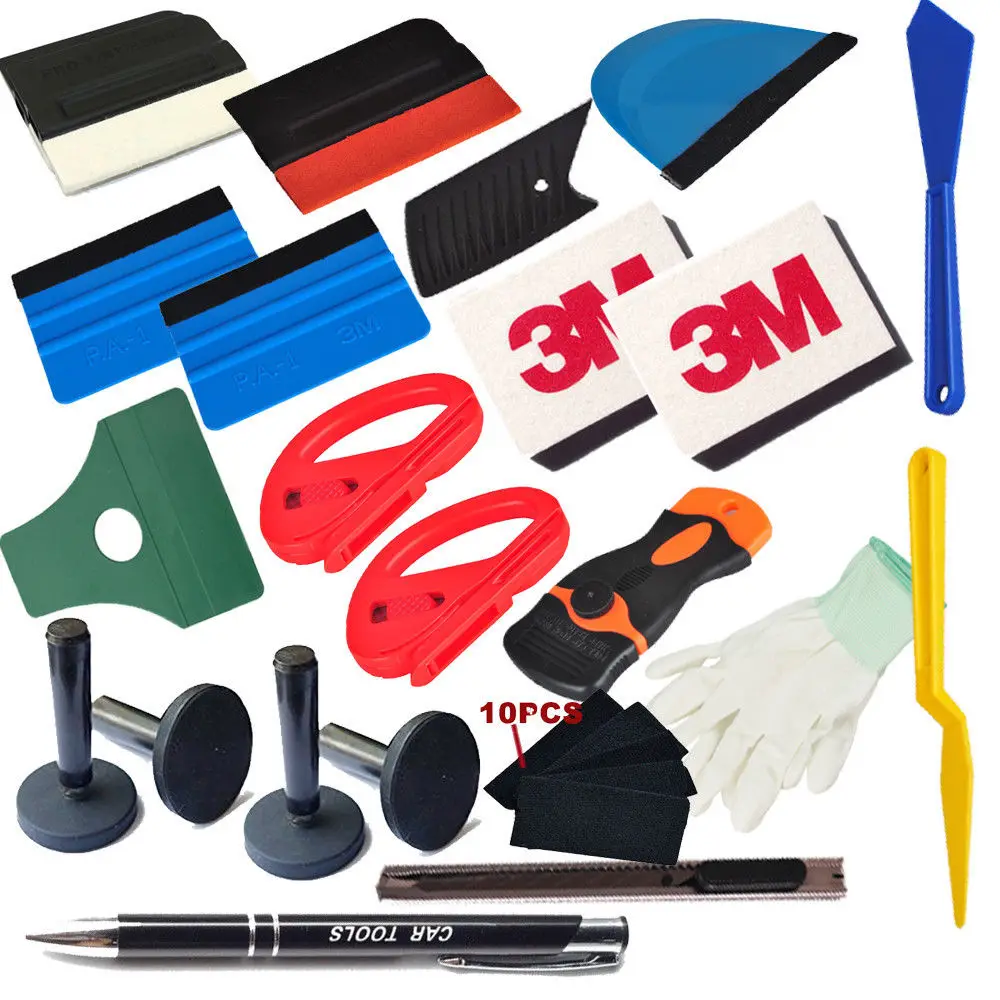 

Car Wrap Vinyl Squeegee Tool Razor Wrapping Gloves 4 Magnets Combo Set