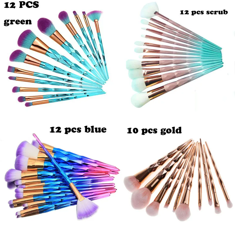 

Hot brand 7/10/12pcs unicorn makeup brushes diamond Brush Set color Facial Foundation Cosmetic beauty Makeup Brush Kit