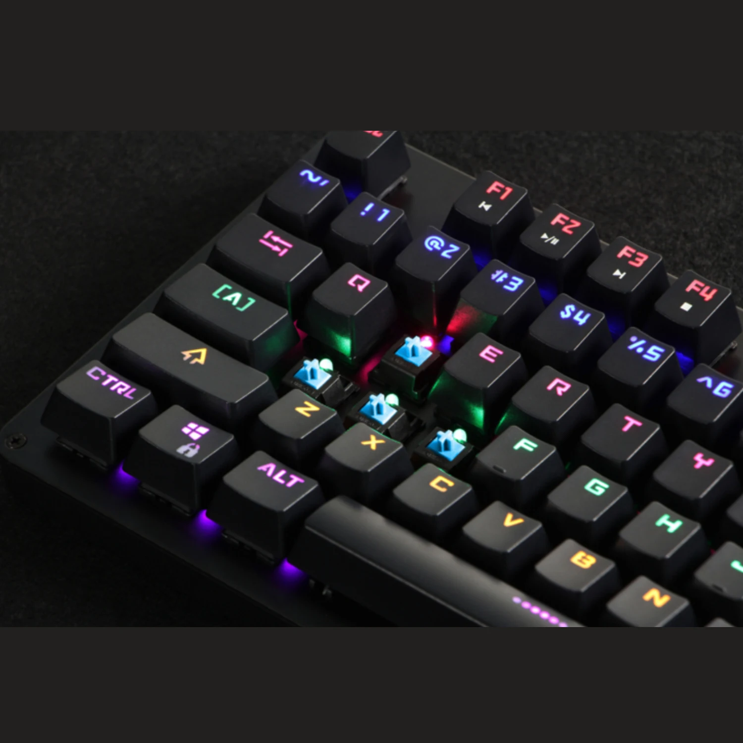  Elisona Mechanical 104 Key USB Wired Rainbow Backlit Waterproof Blue Switch Gaming Keyboard Compute