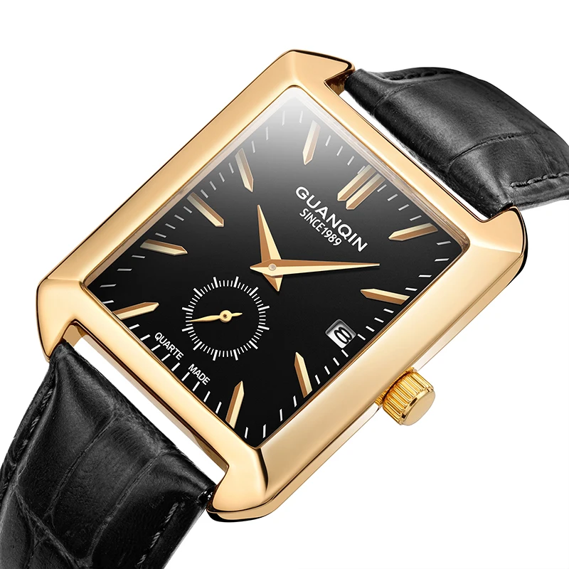 New Rectangle Mens Watches Top Brand Luxury Male Clock Men Sport Leather Quartz Wrist Watch Men Waterproof Relogio Masculino