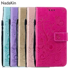 Тиснением Книга чехол для samsung Galaxy S7 край J5 J3 J7 A5 J4 J6 A6 S8 S9 плюс A8 Бумажник кожаный чехол с рисунком бабочки