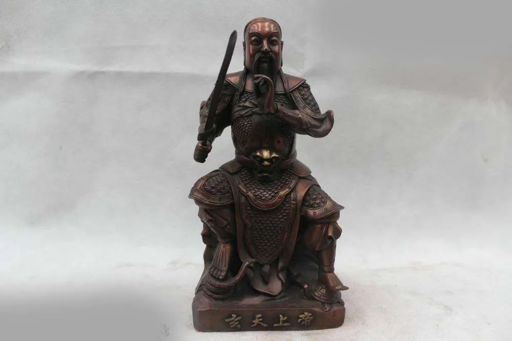 

10"China Chinese Folk Bronze Sit Xuan Tian Shang Di Emperor immortal Statue
