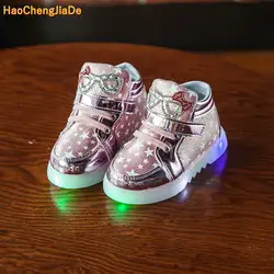 Золото розовый 2018 световой Спортивная обувь Дети Спортивная обувь зарядки освещенных светодиодная подсветка детей Обувь Повседневное
