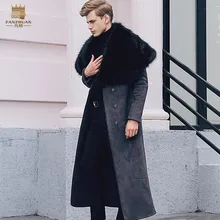 fanzhuan мода мужское меховое пальто зимняя куртка на хлопковом подкладе для мальчиков длинное Стильное мужское пальто с меховым воротником с бархатным подкладом, 710108 человек