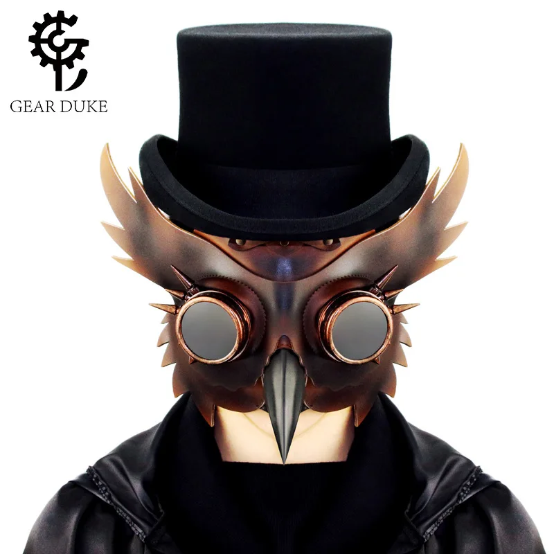 

Gear Duke Retro Gold&Black PU Leather Steampunk Mask Women Men Punk Wings Rivets Halloween Cosplay Gothic Mask Props