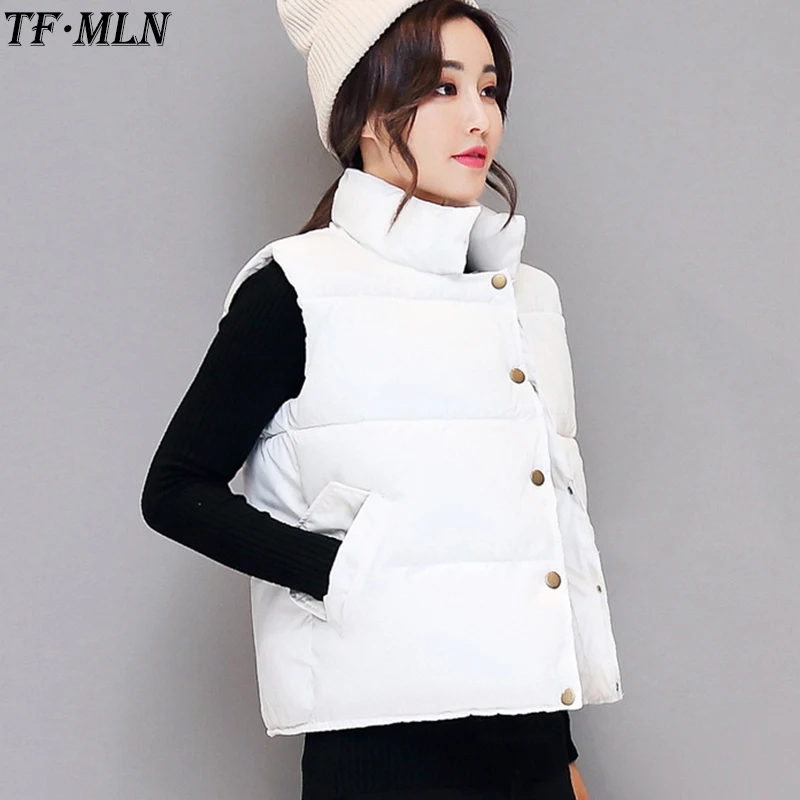 New Vest Women Winter Vests Female Slim Short Vest Cotton Padded Jacket
