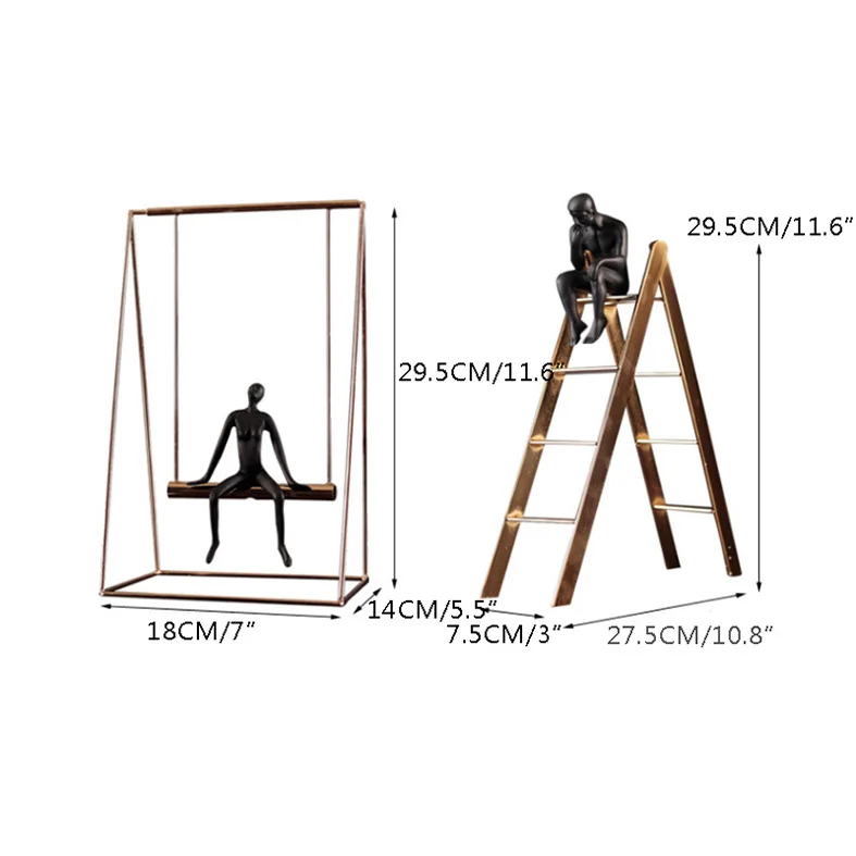 Скандинавская простота лестница статуэтки миниатюры украшения ремесла креативные смолы исследования Настольный украшения для дома аксессуары современные