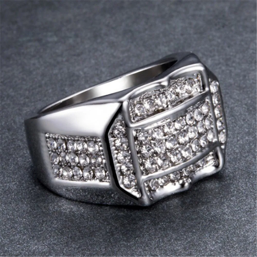 Парные кольца бижутерия подходит для всех мужчин крутая вставка со стразами для мужчин Топ металлическое покрытие Технология кольцо бизнес#25