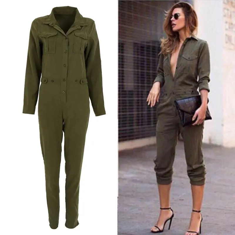 Stylish Women Sexy Jumpsuit Long Sleeve Jumpsuits Cotton Rompers