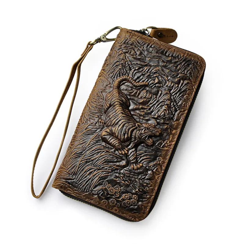 

Prettyzys Cattle Male Genuine leather Fashion Card Holder Checkbook Zipper Around Organizer Wallet Purse Design Clutch Handbag