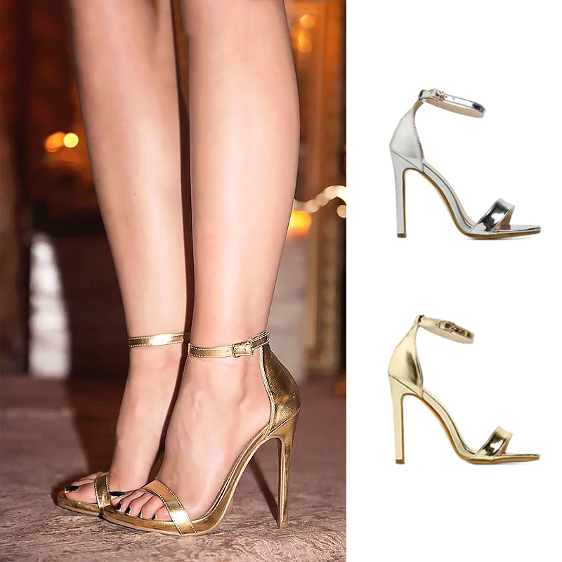 

Sexy Women Pumps Wedding Shoes Peep Toe Stiletto Classic Pumps High Heels Shoes Woman Sandals Silver Gold Heels Plus Size 35-43