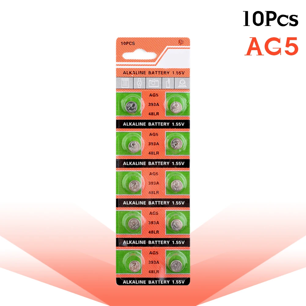 YCDC 10 шт. AG4 батареи 1,5 V AG0 AG1 AG2 AG3 AG4 AG5 SR521SW LR621 SR626 SR754 361 CX69 щелочной аккумулятор Кнопка Батарея для часов - Цвет: AG5 393 L754 SR754W