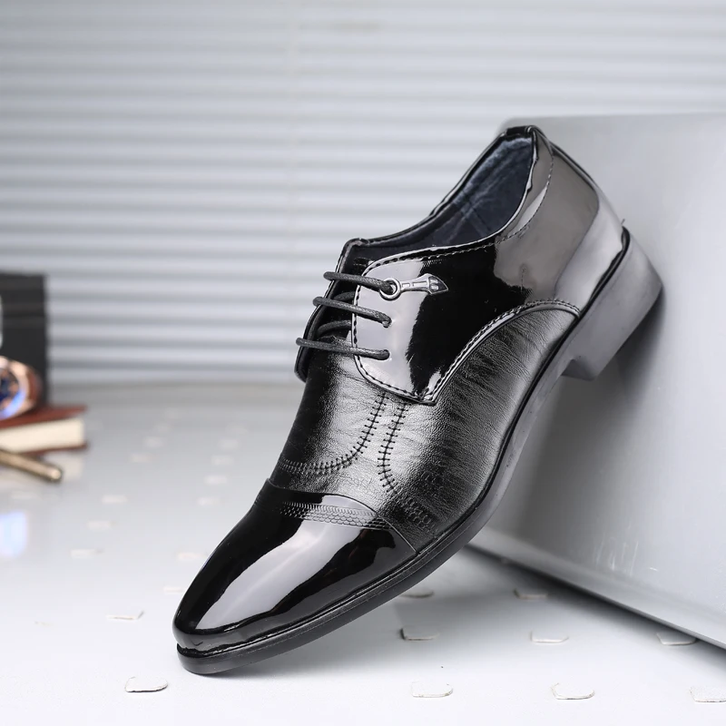 GNOME Pointed Toe Patent Leather Formal Shoes Men Luxury Wedding Men ...