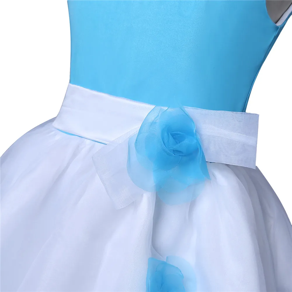 Синие Платья с цветочным узором для девочек на свадьбу 2019, трапециевидные фатиновые платья для первого причастия для маленьких девочек