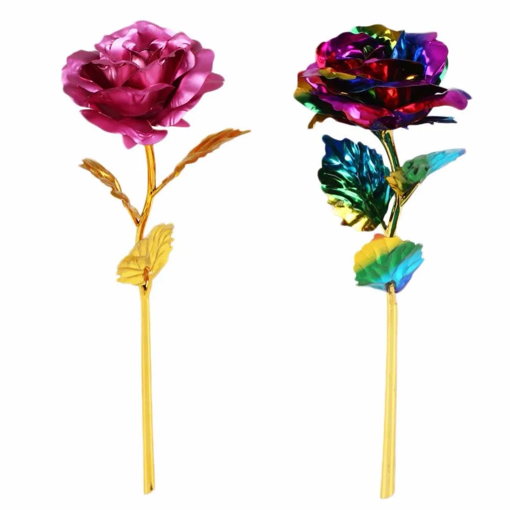 

Romantic 24K Gilded Golden Rose Flower Wedding Festive Party Propose Decoration Gold Foil Plated Rose Artificial Flower